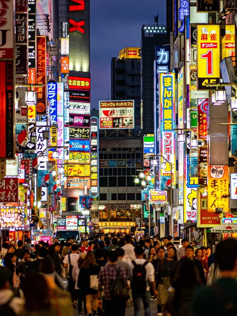shinjuku neon lights at night