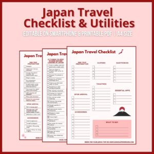 Editable Japan Travel Checklist & Utilities (Digital use & Printable)