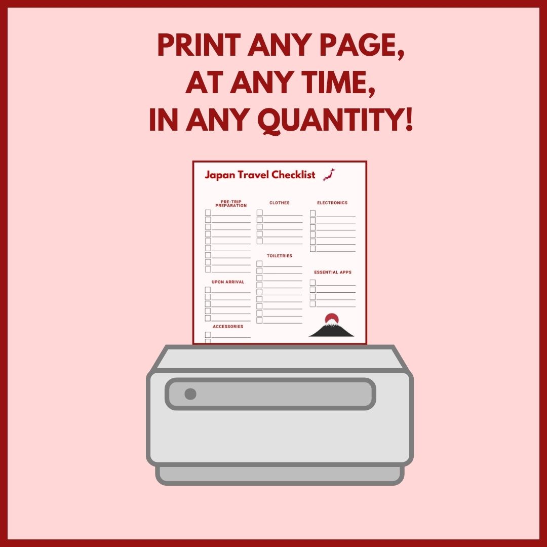 Editable Japan Travel Checklist & Utilities (Digital use & Printable) - Image 3